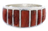 Genuine Sterling Silver Red Oyster Shell Inlay Ring Size 7-1/2 AX36715